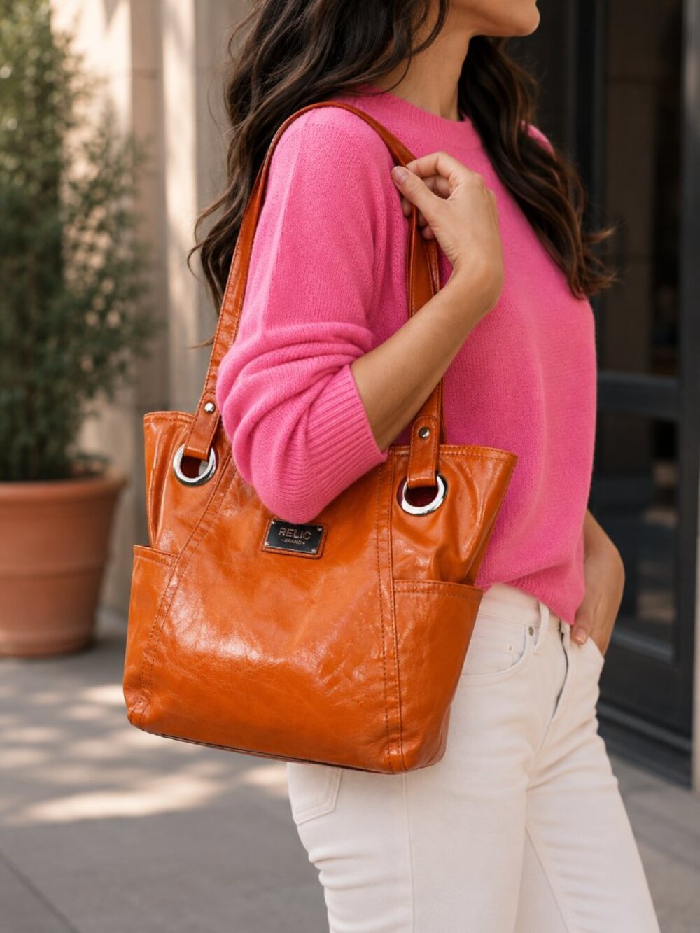 Relic Orange Faux Leather Shoulder Bag Tote EUC — Perfect School/Work/Travel Bag